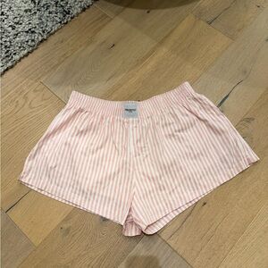 Princess Polly Pink and White Striped High Waist Shorts